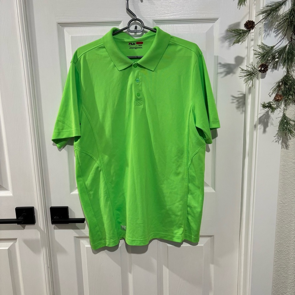 FILA Sport‎ Golf Polo Shirt Mens Size LARGE Solid Green Performance
